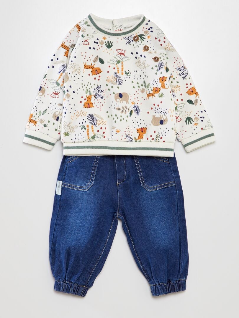 Conjunto de moletom e calça - 2 peças - BEGE