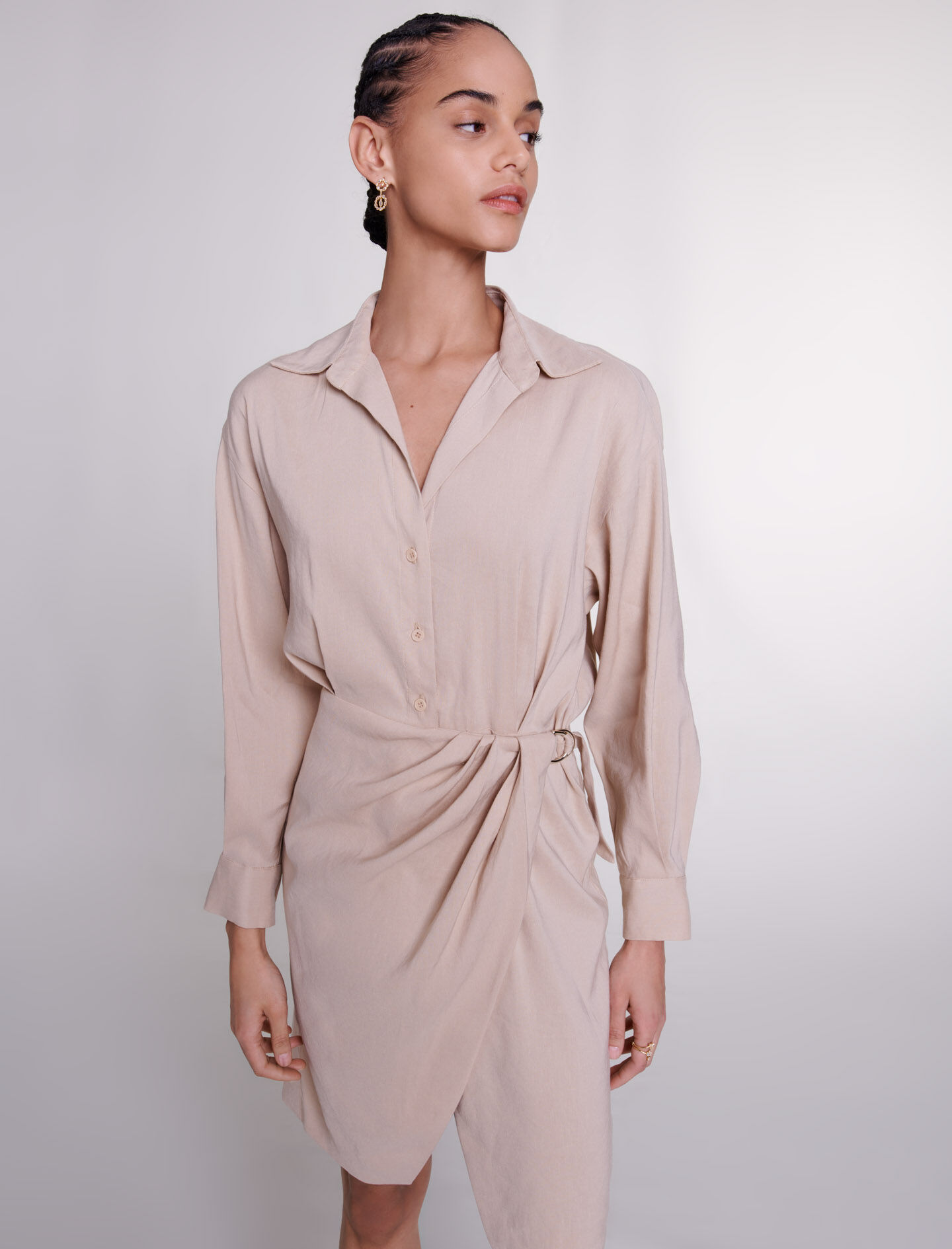 Linnen midi-jurk - Beige