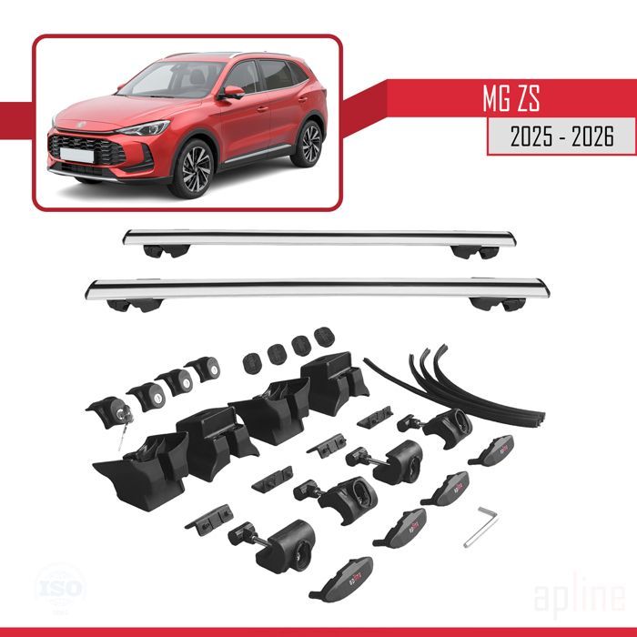 Barras de techo HOOK compatibles con MG ZS 2025-2026, portaequipajes para coche, aluminio gris, 2 barras.