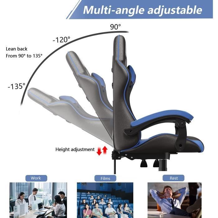 BIGZZIA Gaming Chair - Adjustable Swivel Office Chair - Reclining Cushion and Backrest