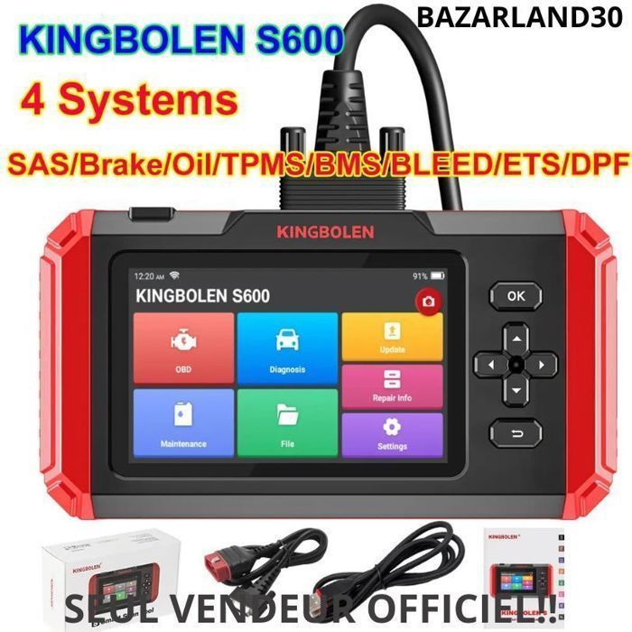 Strumento di diagnostica per auto KINGBOLEN S600 - 4 sistemi - 10 servizi - Touchscreen HD da 5