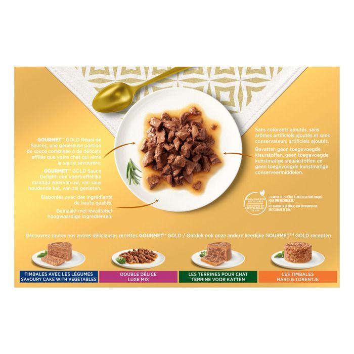 GOURMET GOLD - Régal de Sauces -12x85g - Boîtes pour chat adulte (Lot de 8)