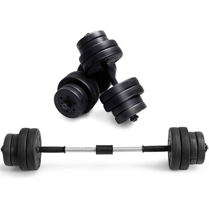 Juego de mancuernas ajustables COSTWAY para entrenamiento de fuerza, 30 kg, mancuernas cortas 2 en 1 (8 x 2,5 kg + 8 x 1,25 kg), mango cómodo de 100 cm.