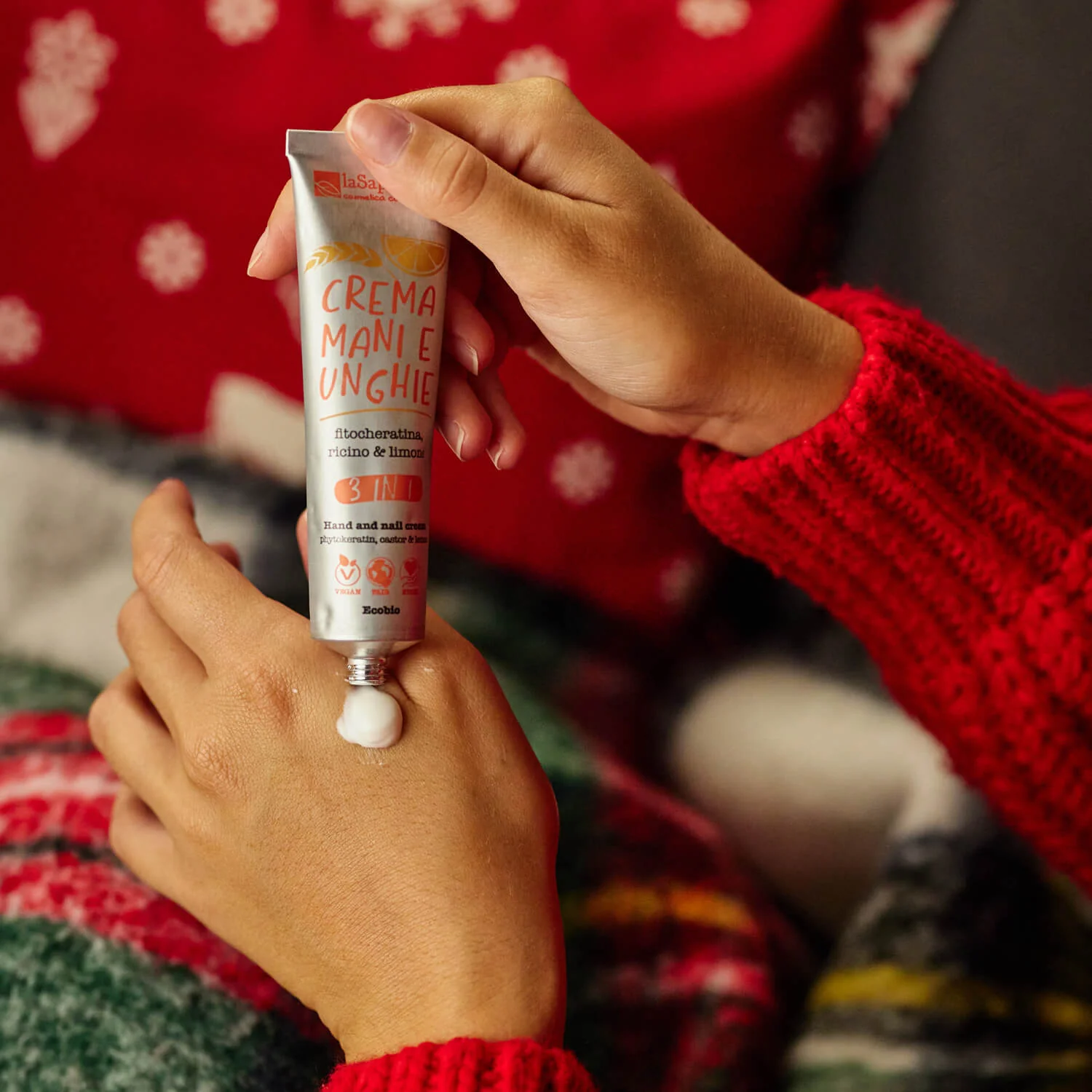 Mani Crema mani e unghie 3 in 1 - fitocheratina, ricino e limone - Trattamento Mani