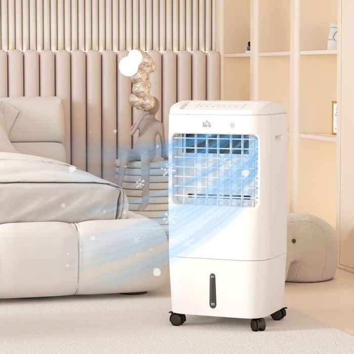 Aire acondicionado portátil 3 en 1 - Refrigeración por agua - 15 L - Oscilación de 60° - Temporizador de 7,5 h - Control remoto