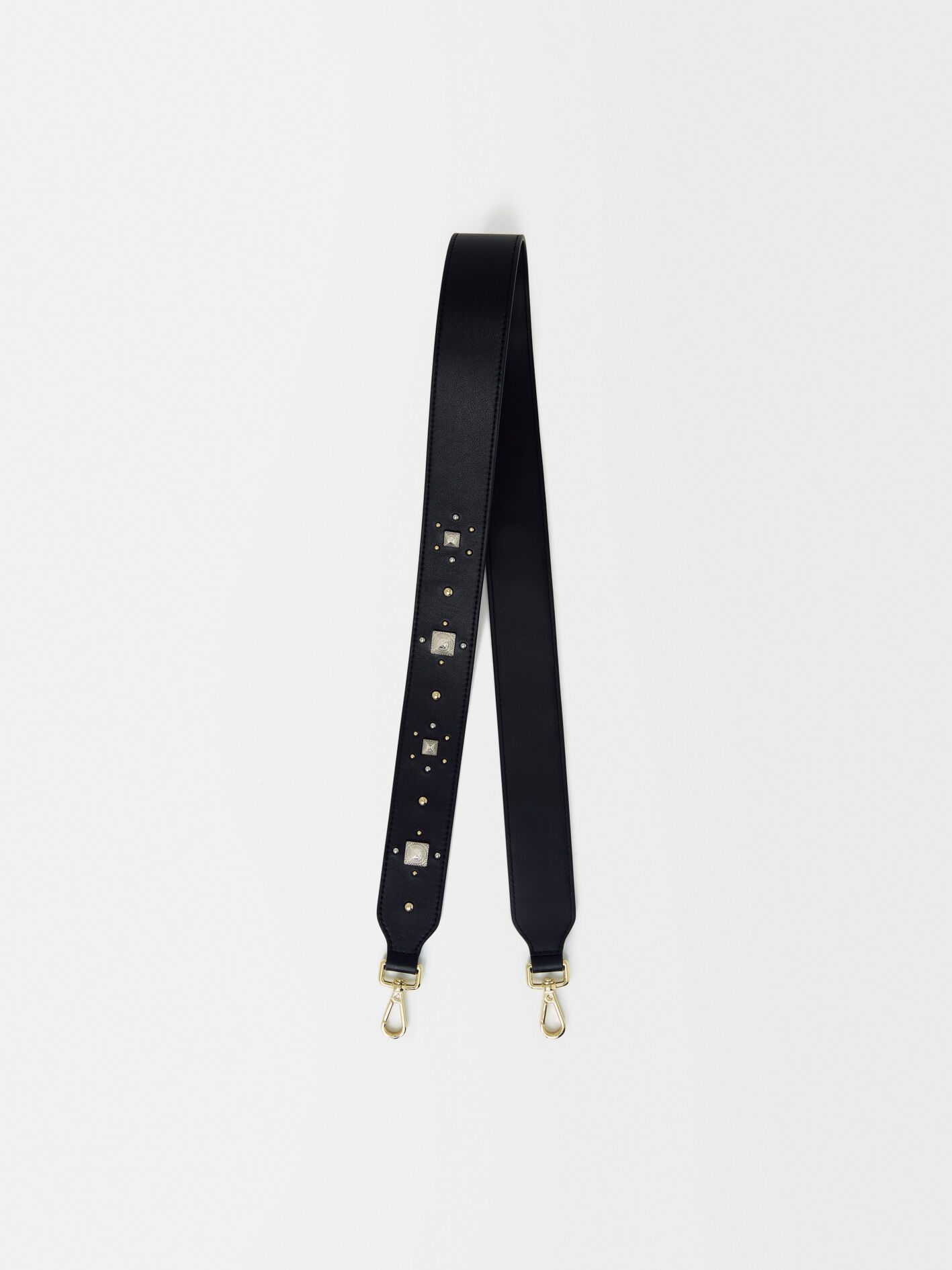 Leren schoudertas met studs - Zwart