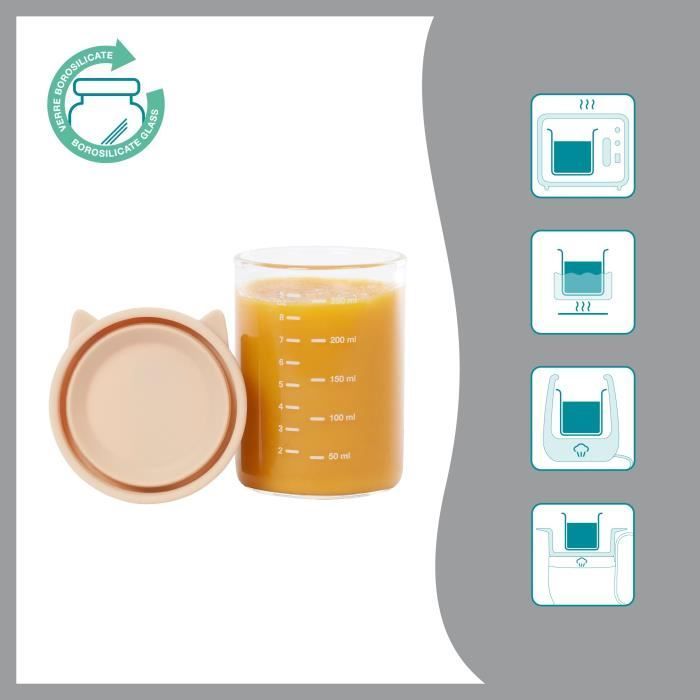 Babymoov ISY BOWLS 6 Borosilicaatglazen bewaarbakjes - Gegradueerd 250ml