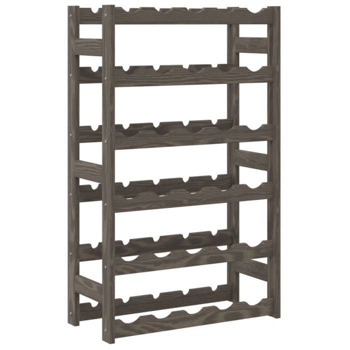 vidaXL Bottle Rack for 30 Bottles, Grey, Solid Pine Wood, 373380