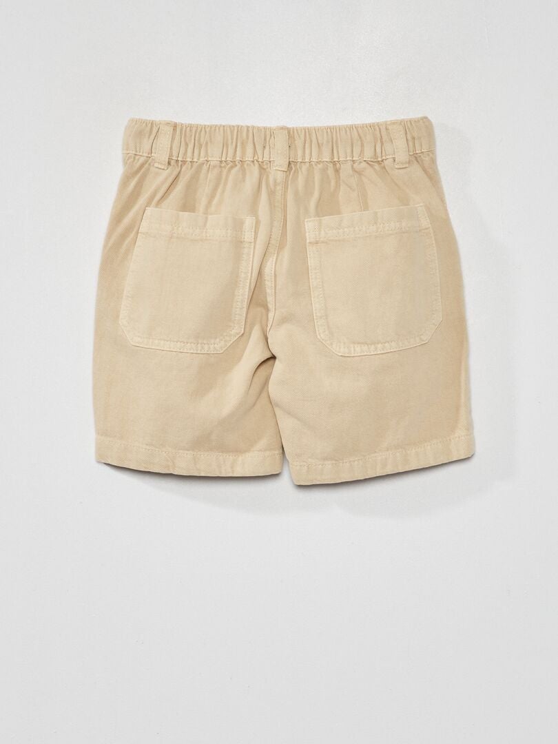 Bermuda vaquera con cintura elástica - beige