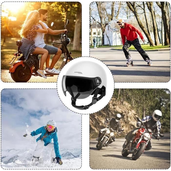 Casque de vélo avec visière - AQSACOKIYA - Casque Trottinette Electrique - Haute protection - Taille 54-62cm - Blanc