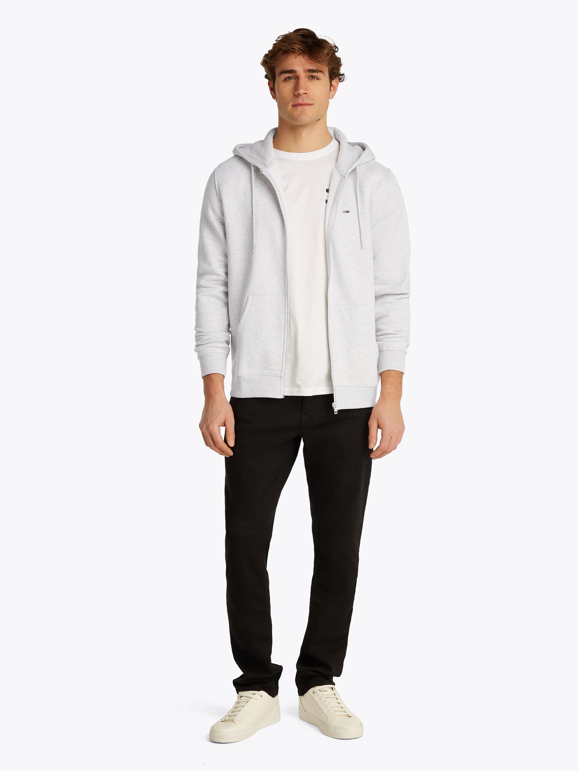Tommy Jeans FLAG ZIP THRU - Hoodie - silbergrau meliert