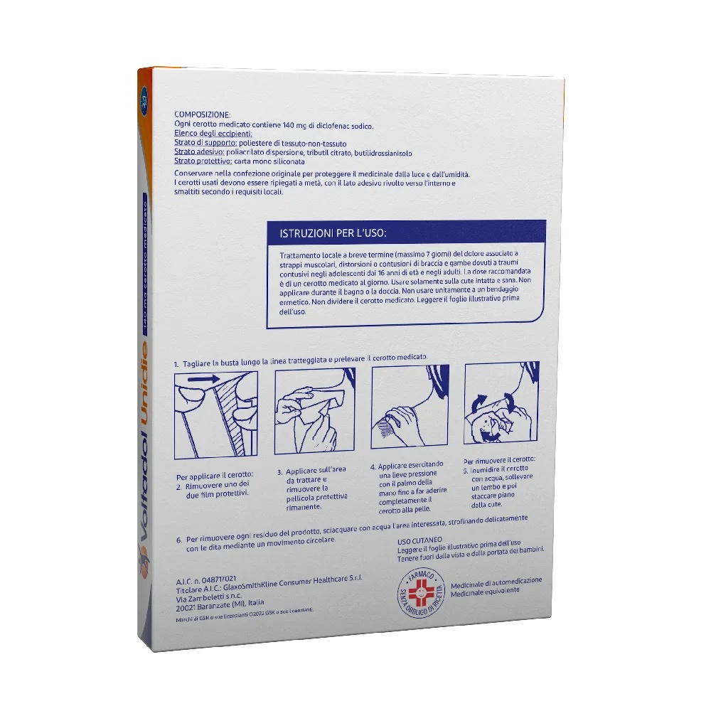 VOLTAREN Voltadol Unidie 140 mg 5 patchs médicamenteux pour les douleurs musculaires
