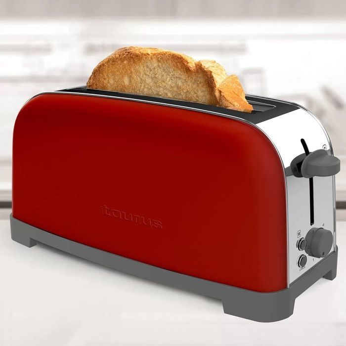 TAURUS - Broodrooster - 1 sleuf - 850W - Vintage enkelvoudig - rood roestvrij staal