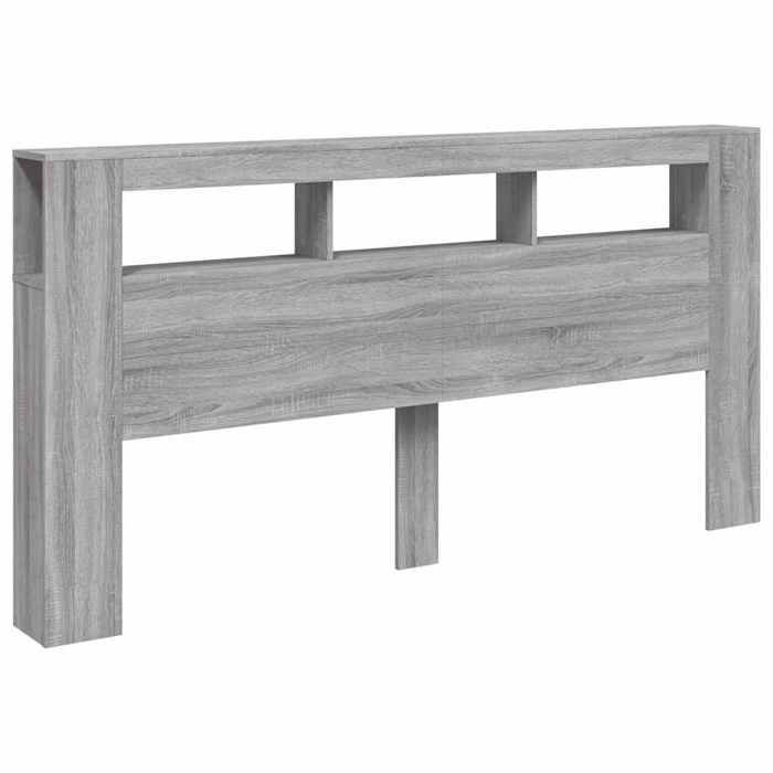 vidaXL Tête de Lit à LED, Accessoire de Lit, Tête de Cadre de Lit, Meuble de Chambre à Coucher, Sonoma Gris 200x18,5x103,5 837370