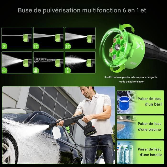 Potente limpiador de alta presión inalámbrico para uso en automóviles y exteriores; práctico y portátil para uso doméstico.