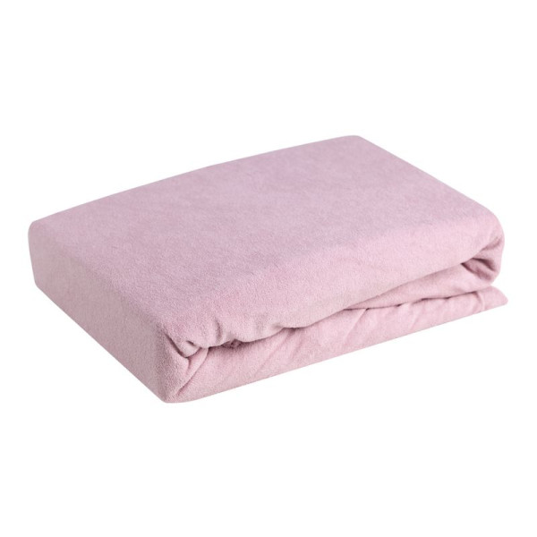 Prześcieradło frotte z gumką 160x200 różowe na materac 20 cm