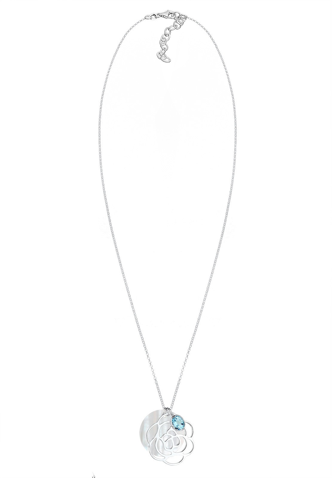 Elli Femme Pendentif Fleur Nacre avec Pierre Topaze en Argent Sterling 925