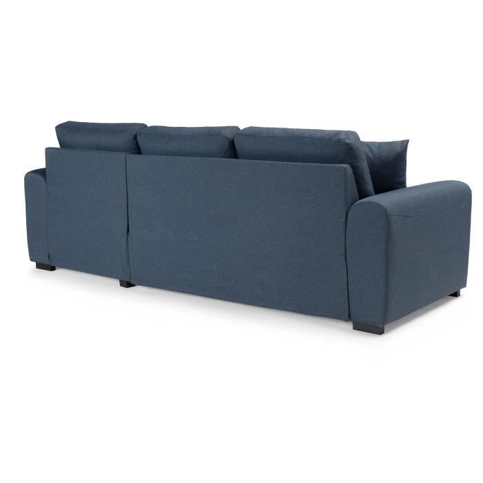 Reversible corner sofa bed - 4-seater - Blue fabric - HAMILTON - W 244 x D 151 x H 90 - Made in Ukraine