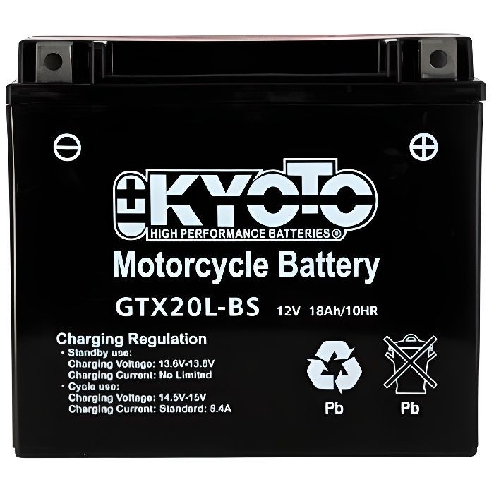 KYOTO - Batería para motocicleta - Ytx20l-bs - L175mm W87mm H155mm
