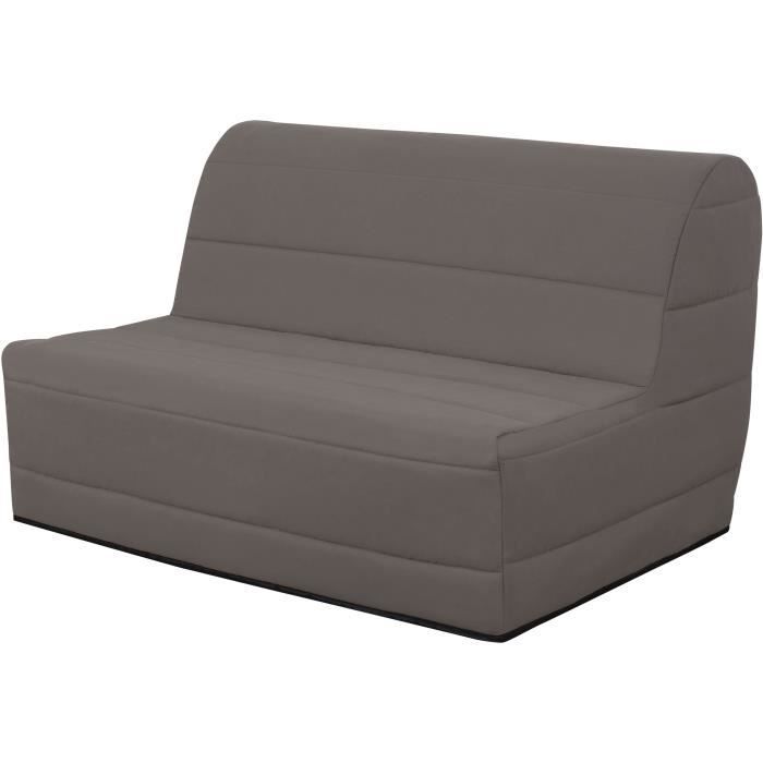 Banquette BZ 140x190 - Tissu taupe - MELISSA - Epaisseur 13cm - 2 places - Confort moelleux