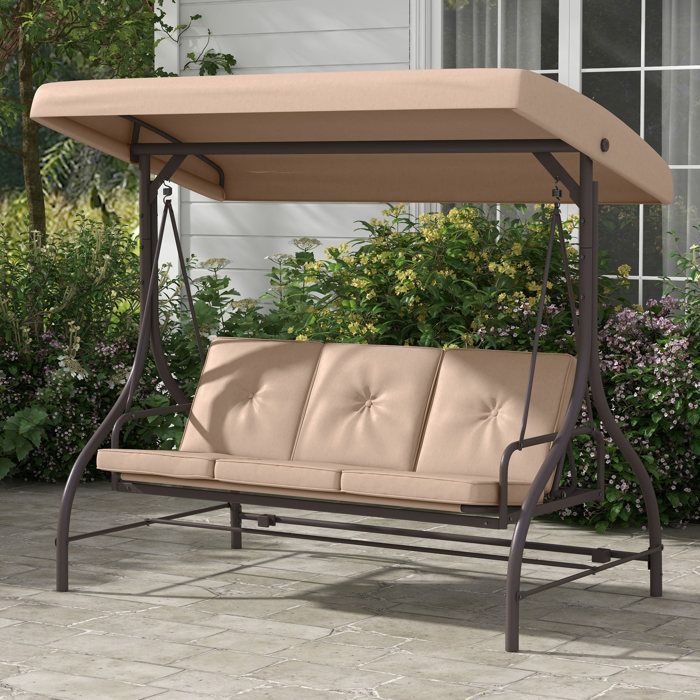 Outsunny Metall-Gartenschaukel 197x120x180cm Khaki