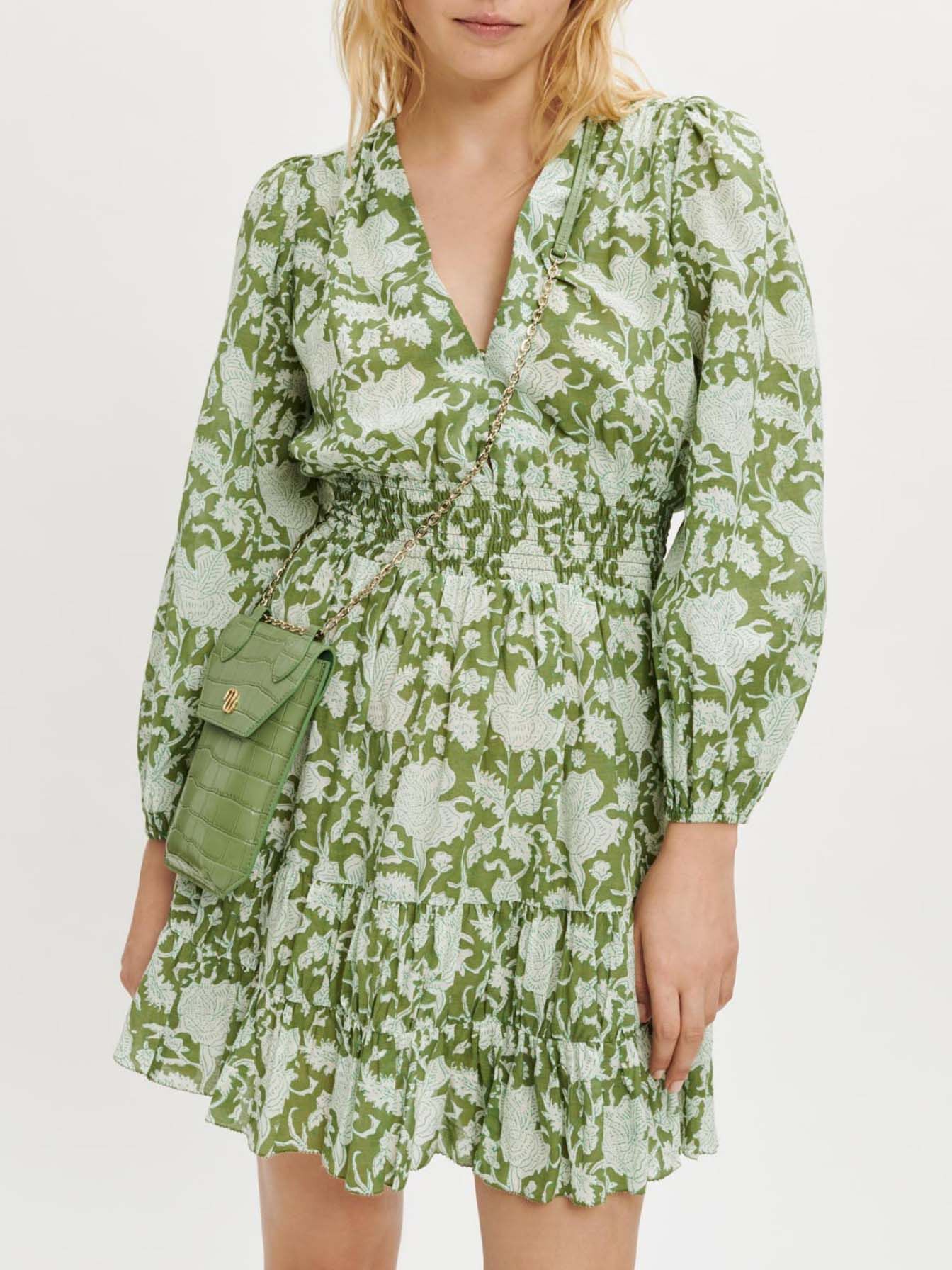 Rochie din bumbac cu imprimeu - Verde