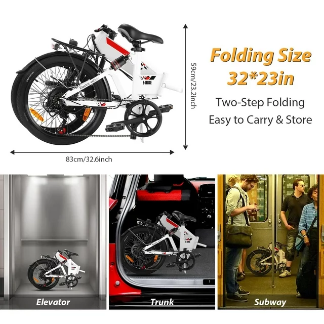 Vélo électrique pliant Gocio 500W, vélo électrique urbain 20 pouces, vélo électrique léger en alliage d'aluminium, batterie lithium-ion amovible intégrée 48V 7,8Ah, vélo électrique urbain pour adultes