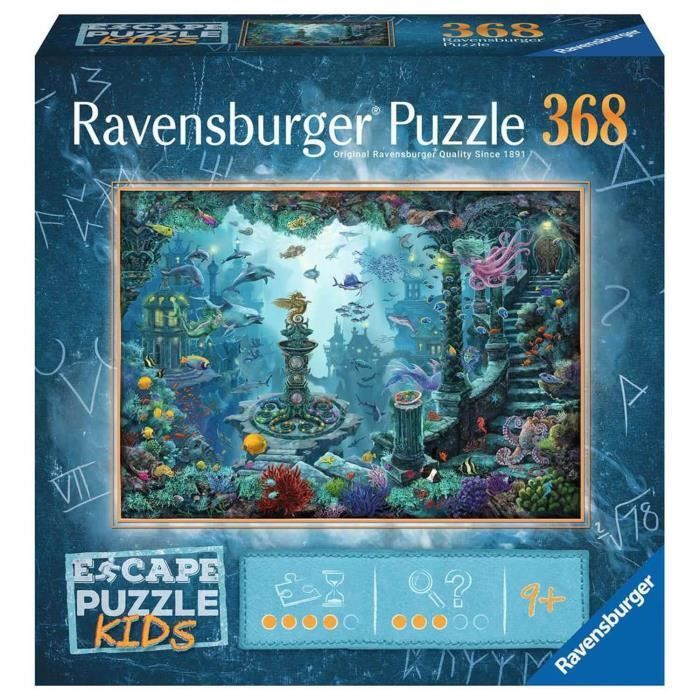 Rompecabezas infantil de escape: El reino submarino, 368 piezas, a partir de 9 años, 13395, Ravensburger