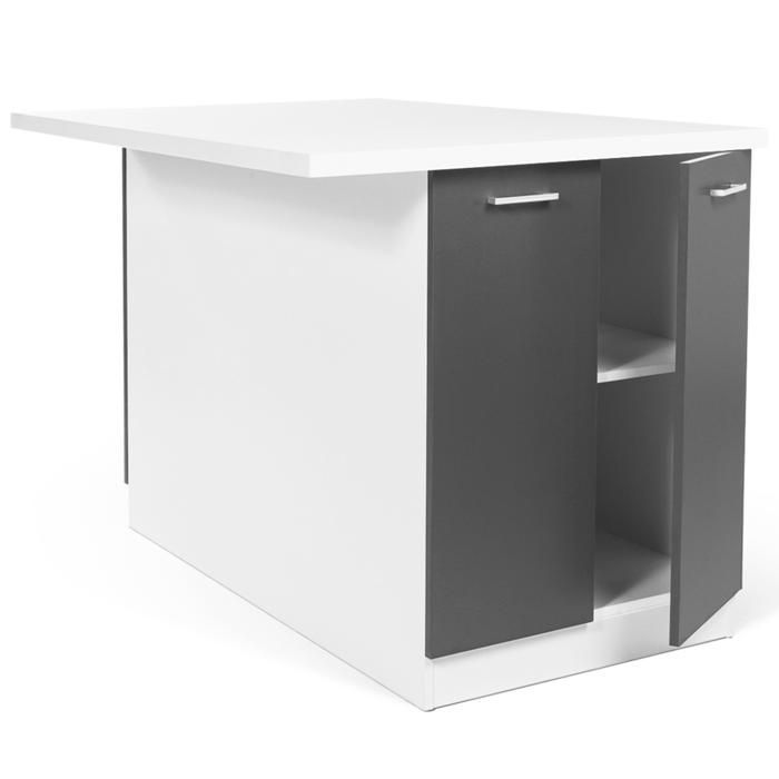 Isla central IDMARKET IVO de 120 cm en blanco y gris con encimera.
