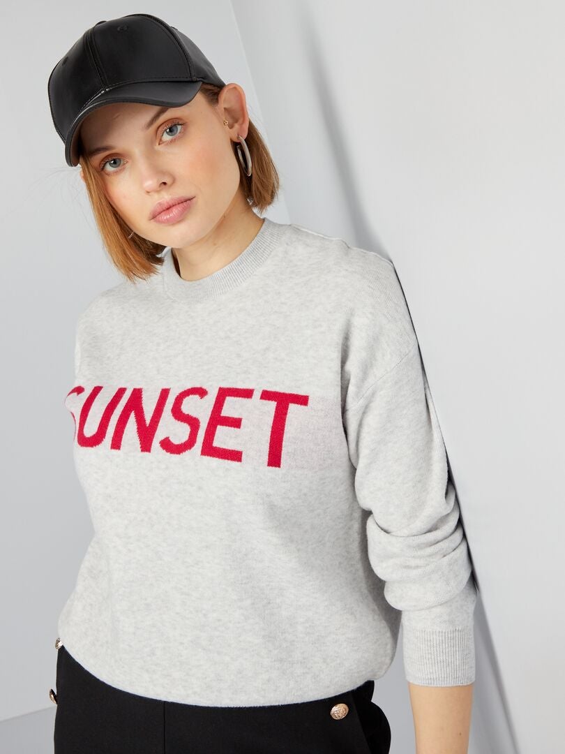 Sweter z napisem - SZARY