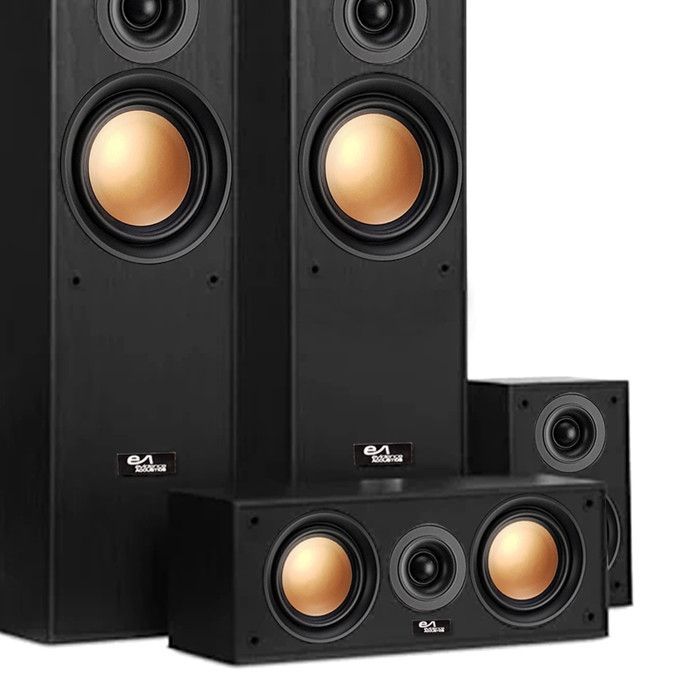 Home Cinema Package - Evidence Acoustics EA950-PG - 5 x 850W Speakers - 5.1 Amplifier with USB, BT, and FM Radio - 4 x 75W, 3 x 20W - Mini Strobe Included
