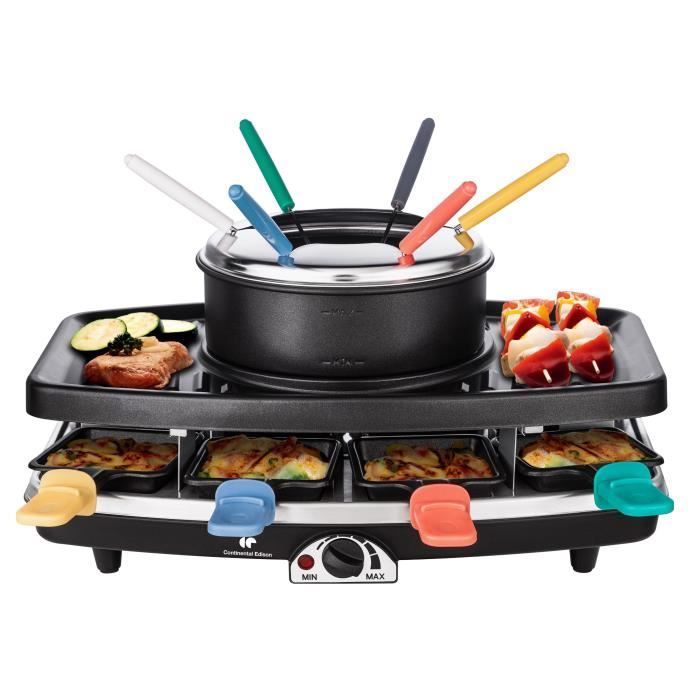 Continental Edison CERFG86B Raclette- en fondueset voor 8 personen - Zwart