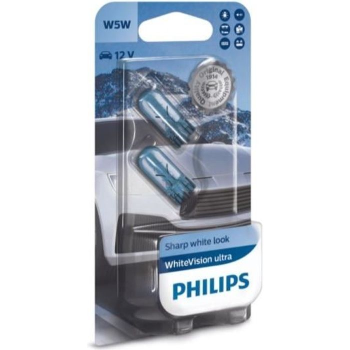 2 bombillas Philips White Vision Xenon Look W5W para luz nocturna