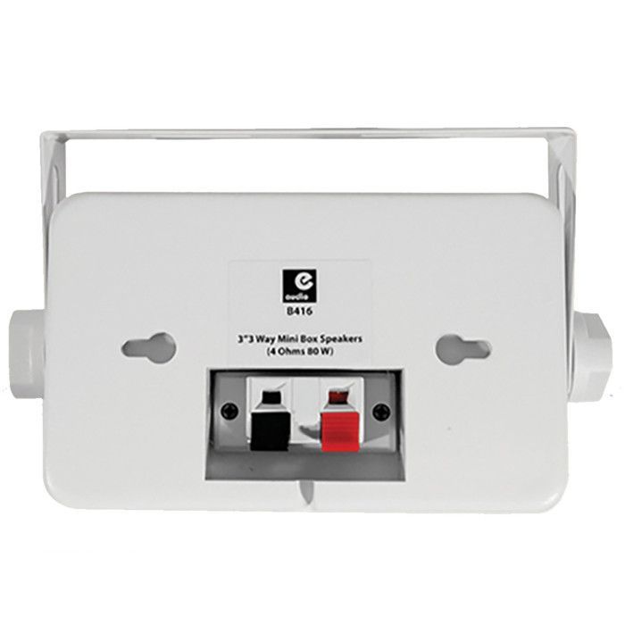 Coppia di mini altoparlanti E-Audio B416 da 80 W, bianchi, a 3 vie, con supporti - Ideali per uso domestico o commerciale.