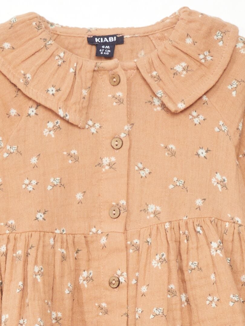 Vestido de algodão com estampa floral - ROSA