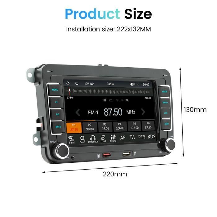 Autorradio GEARELEC de 7 pulgadas para VW, Carplay inalámbrico, Android Auto, reproductor multimedia MP5 con pantalla, USB, espejo retrovisor, Bluetooth, llamadas.
