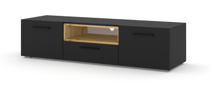 Szafka RTV komoda ANETTE 151 cm czarna / dąb artisan