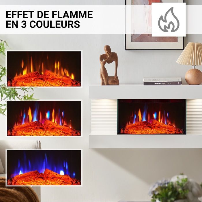 Cheminée électrique BALDERIA Ida – Cheminée murale - Blanc