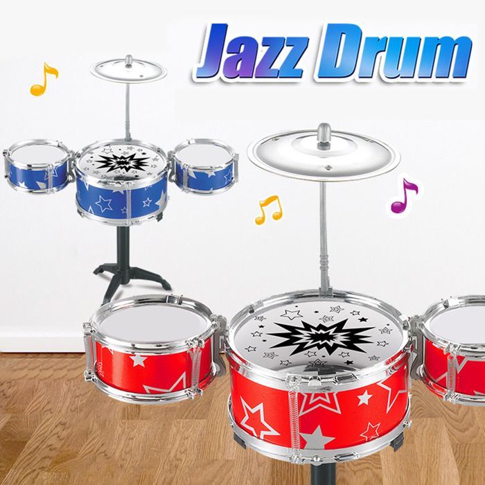 SURENHAP Batteria Jazz per Bambini, Kit Batteria Jazz per Bambini, Giocattoli di coordinazione, Gioco, Rosso