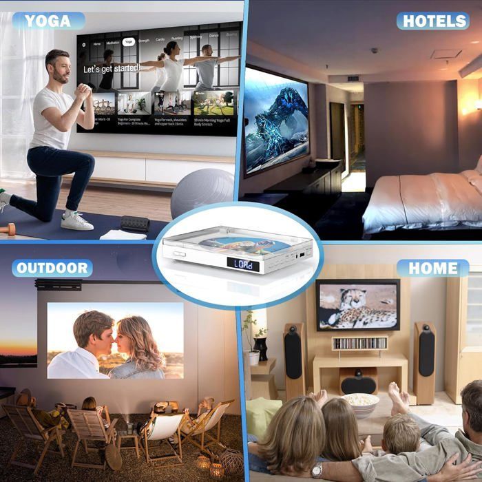 Mini Lecteur DVD pour TV, 1080P Compact Lecteur DVD Multizone avec Port HDMI/AV Sortie, NTSC/PAL, Portable Lecteur CD Player