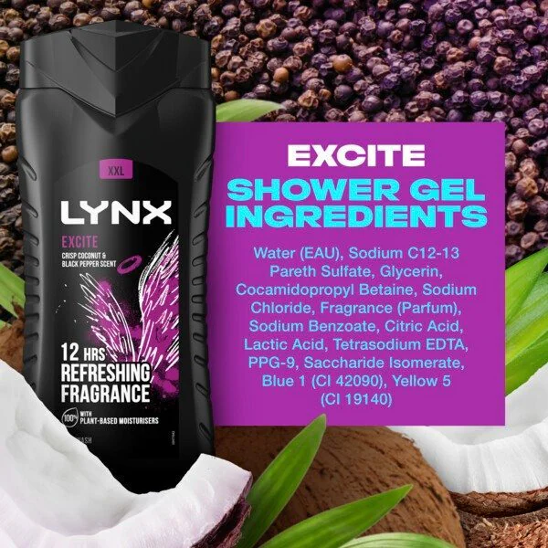 Bagnoschiuma e gel doccia Lynx Excite 500ml | Uomo | Superdrug