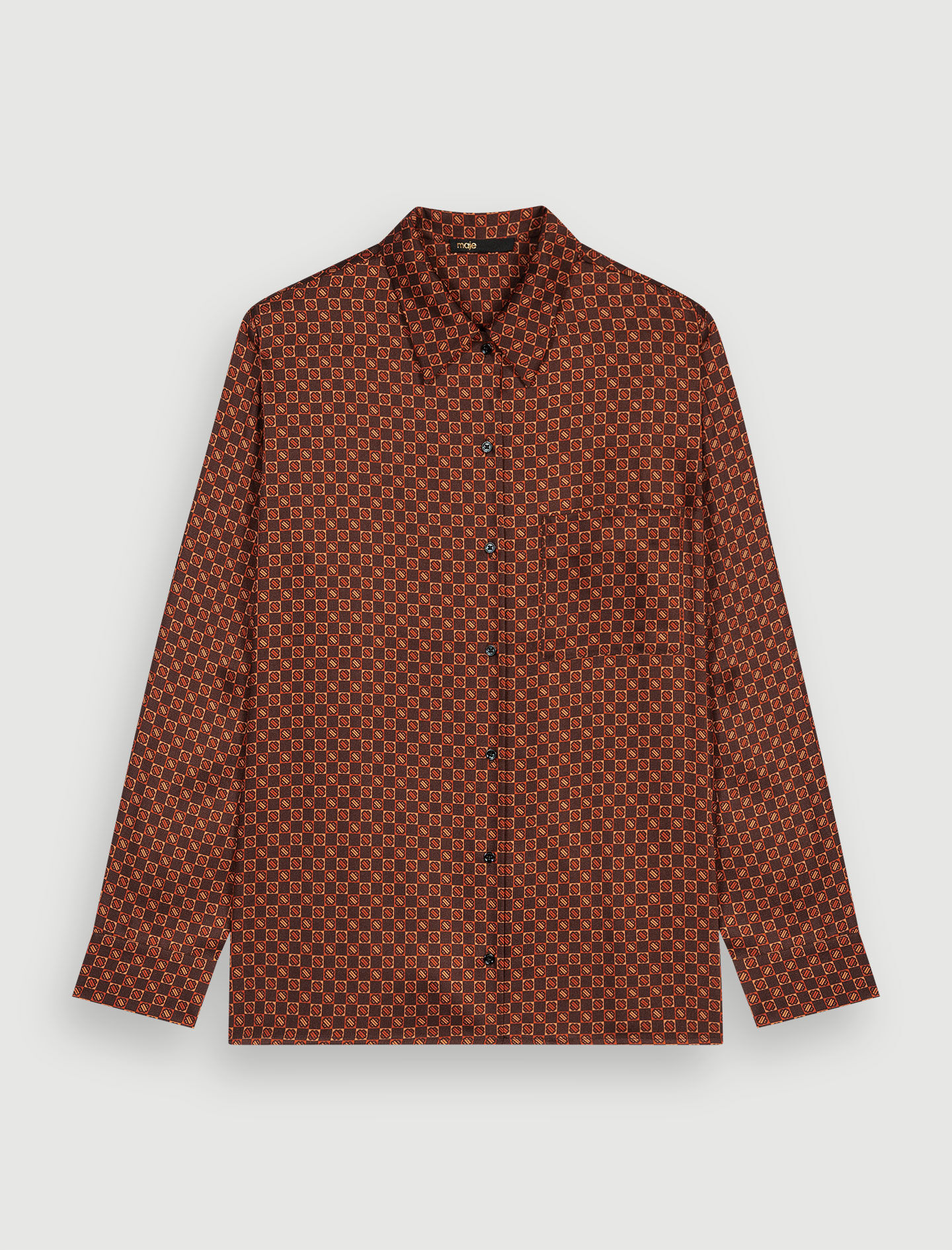 Satijnen shirt met mini-klaverprint.