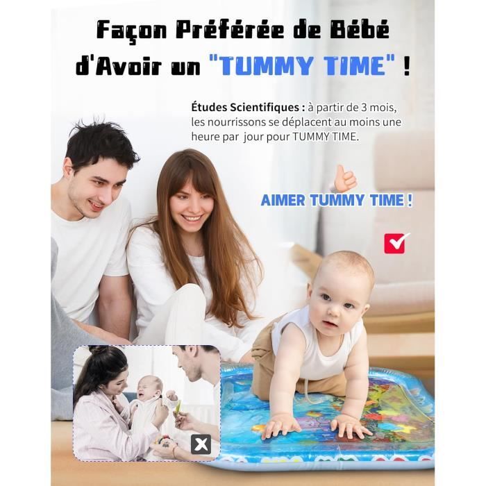 Grand Tapis d'Eau Bébé 95x76cm XXL Tapis jouets Eau d'Eveil pour Bébé de 3 6 9 12 Mois Tapis Sensoriel Bébé Eau Gonflable Water Mat