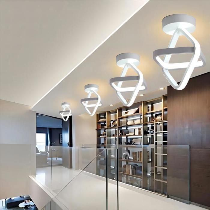 WOTTES Plafonnier LED Moderne Luminaire - Design Forme Géométrique Blanc - pour Salon Salle de bain - Blanc Froid - 1pcs Ø25*26CM