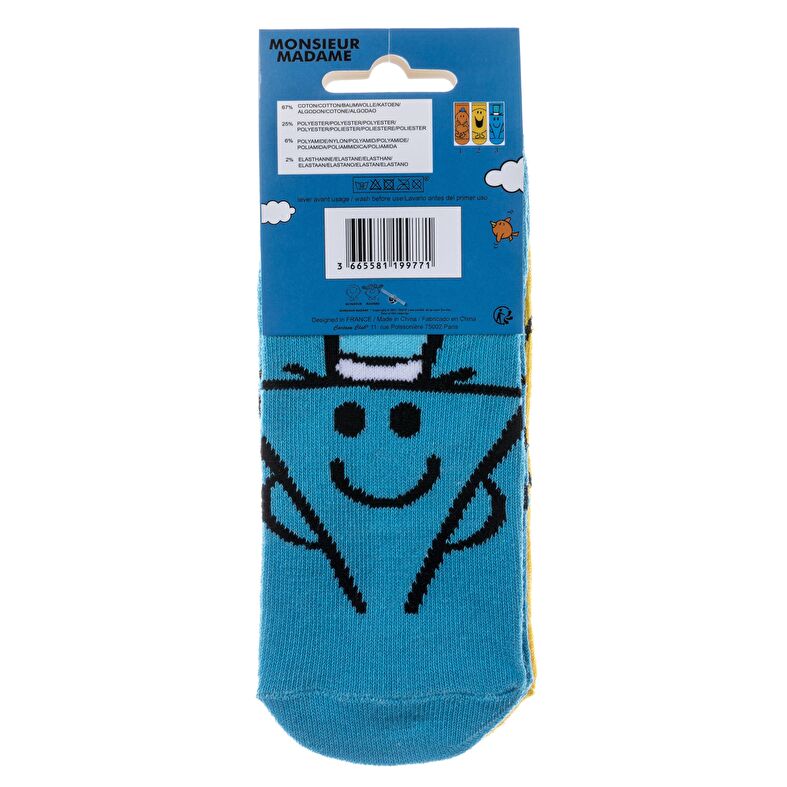  Ponožky pro chlapce Mr. Men a Little Miss - modré - balení 3 kusů