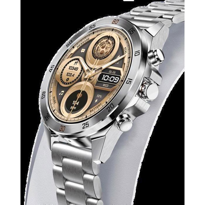XtraDiTech Men's Smartwatch, Silver Stainless Steel Bracelet, 1.43