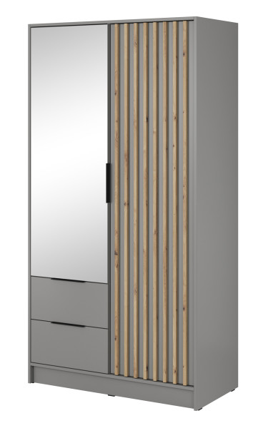 Szafa KELLY z lamelami i lustrem 105 cm - szary