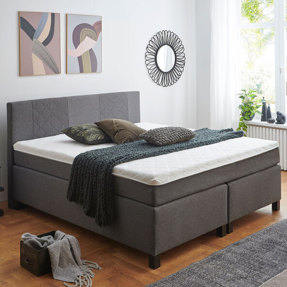 Boxspringbett Basic, grau