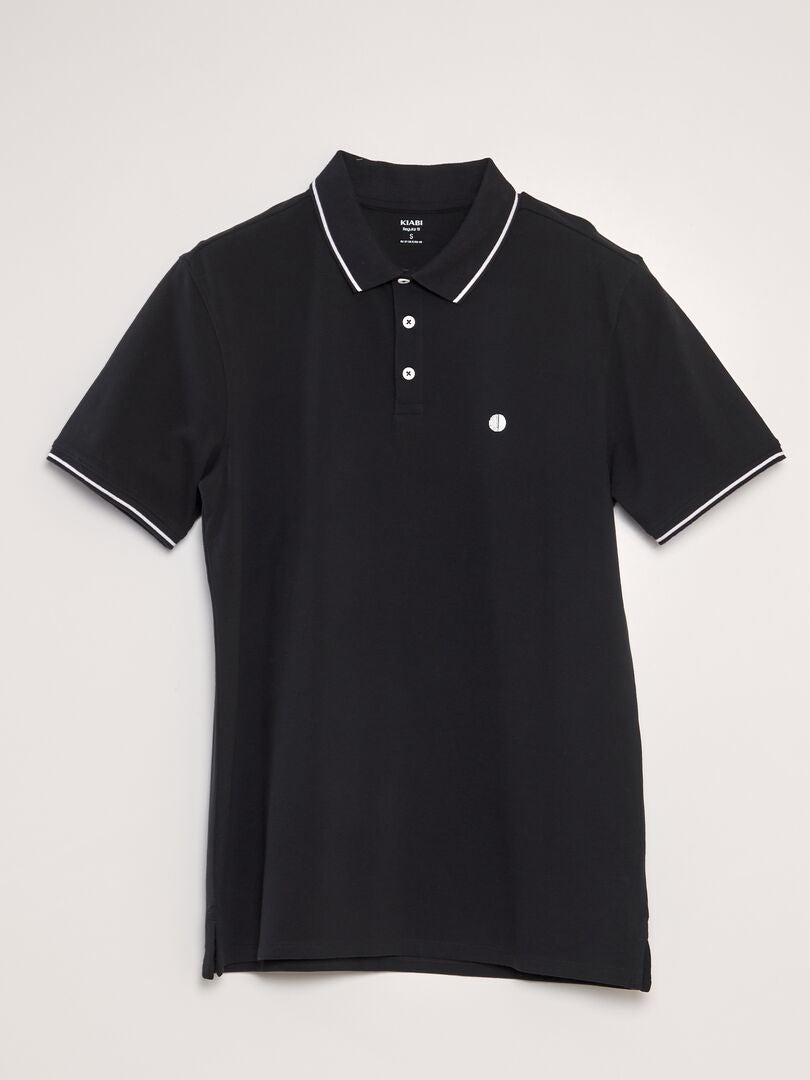 Camisa polo de algodão piqué - preta