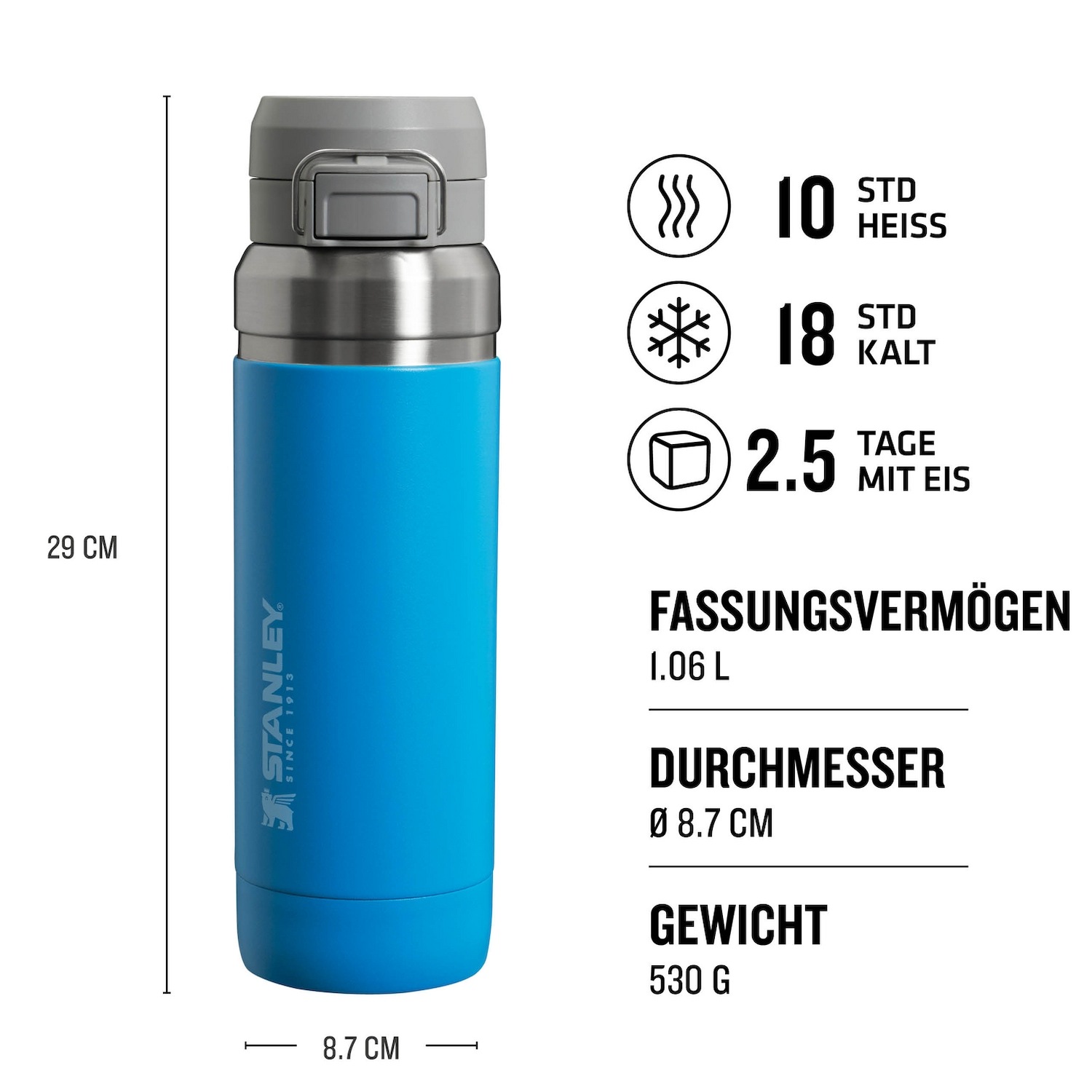 Fľaša na vodu/termoska Stanley 1,06 l – rýchloupínacia fľaša na vodu – 1 kus